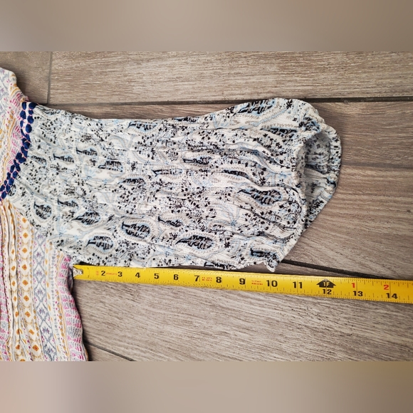 Sundance 100% viscose modal blue Wandress relaxed fit beaded tassle blouse XXL - Picture 7 of 9